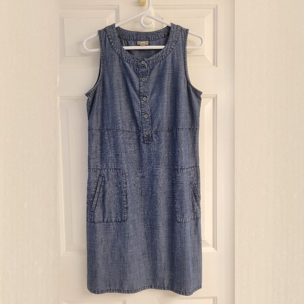 J. Jill Sleeveless Tencel Linen Blend Knee Length Shift Dress Blue Size Small